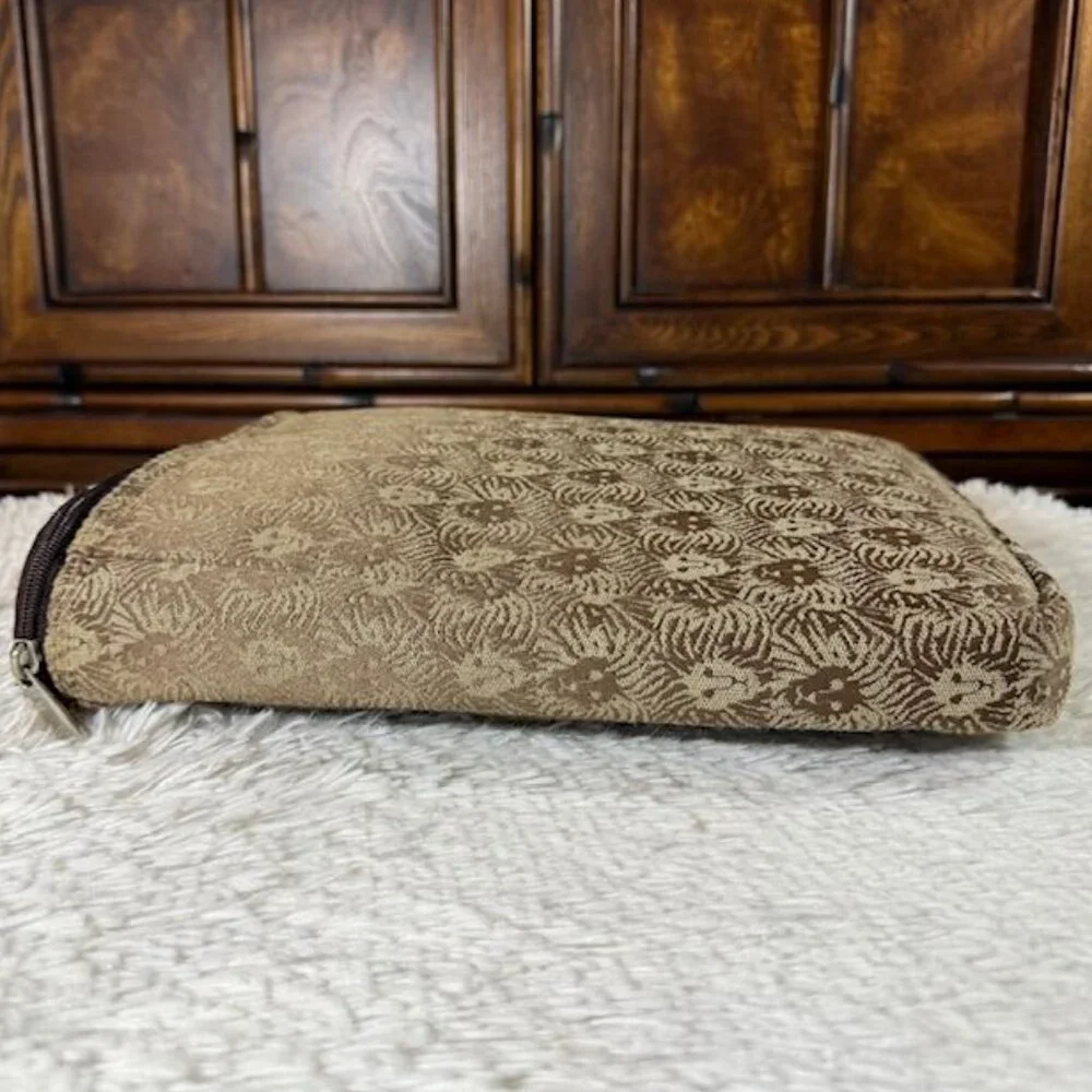 Vintage Anne Klein Bronze Lion Padded Laptop Sleeve Zip Top Handled Case